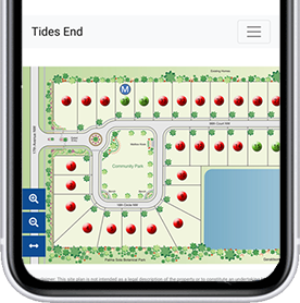 SiteViewer homebuilder website sitemap displayed on phone Software for builders web sitemaps